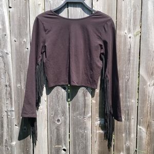 NWT Zara Fringe Top with Scoop Back